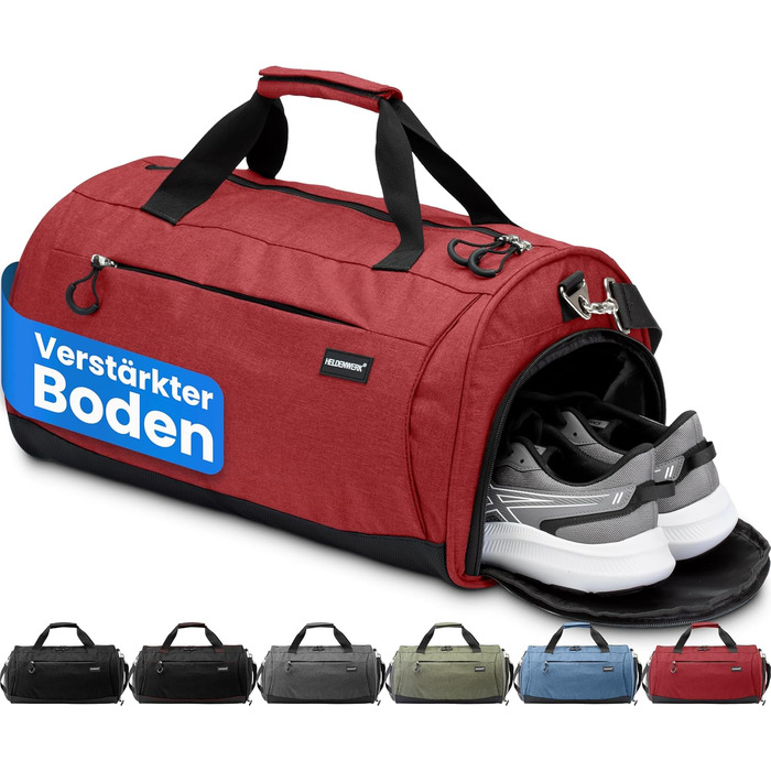 Спортивна сумка Heldenwerk® для жінок та чоловіків, 58 x 31 x 31 см, 50 л. З відділенням для взуття та мокрих речей. Ідеальна для подорожей, спортзалу та тренувань.