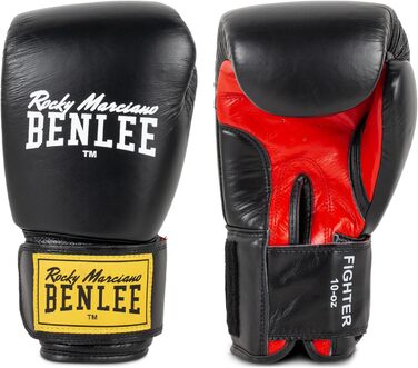Боксерські рукавички BENLEE Fighter 10 oz з натуральної шкіри, чорно-червоні, одиночні