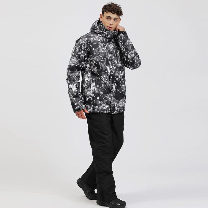 Чоловічий комплект гірськолижний: куртка та штани HOTIAN, комплект для сноуборду, чорний, XL, водонепроникний, вітронепроникний