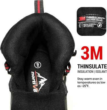 Чоловічі зимові чоботи NORTIV 8, чорні, водонепроникні, ізольовані, для активного відпочинку