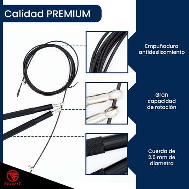 Професійне скакалка для кросфіту | Регульоване фітнес-канат з високошвидкісними підшипниками | Боксерська скакалка | У комплекті сумка (Чорний)