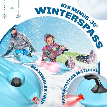 Кесер® Бобслей Alpina з LED-підсвічуванням, мотузкою, для дітей та дорослих, пластиковий санний, зимовий спорт