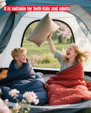 Спальні мішки для дорослих та дітей – для холодної та теплої погоди. Водонепроникний, легкий спальний мішок для кемпінгу, піших прогулянок та трекінгу (з компресійним мішком). Підходить для 3-4 сезонів, 10-20°C, 1.5KG – Чорний
