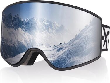 Набір лижних масок EXP VISION для дорослих і дітей, антифог, 100% UV-захист, OTG, срібляста, сноуборд-окуляри для чоловіків, жінок, підлітків і дітей