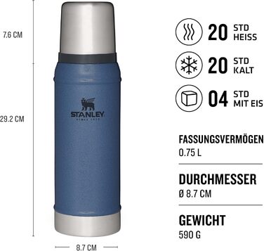 Термос Stanley Classic Legendary з нержавіючої сталі, зберігає тепло/холод до 48 годин, BPA-free, підходить для посудомийки