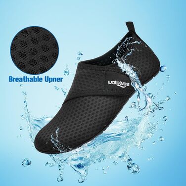 Шкарпетки для плавання та водних видів спорту WateLves: чоловічі та жіночі, швидковисихаючі, дихаючі, для пляжу, басейну, унісекс, 38/39 EU, чорні