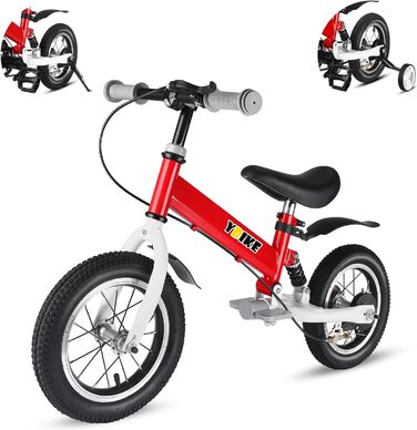 YBIKE дитячий велосипед 2-в-1 з педалями, амортизаторами та крилами, 12/14 дюймів, для дітей 2-7 років, навчальний, 4 кольори