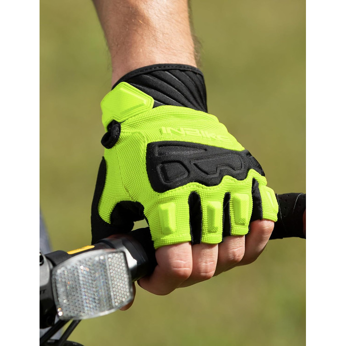 Рукавички INBIKE для їзди на велосипеді, мотокросу, фітнесу, тренувань та скелелазіння, напівпальцеві, зелені, M