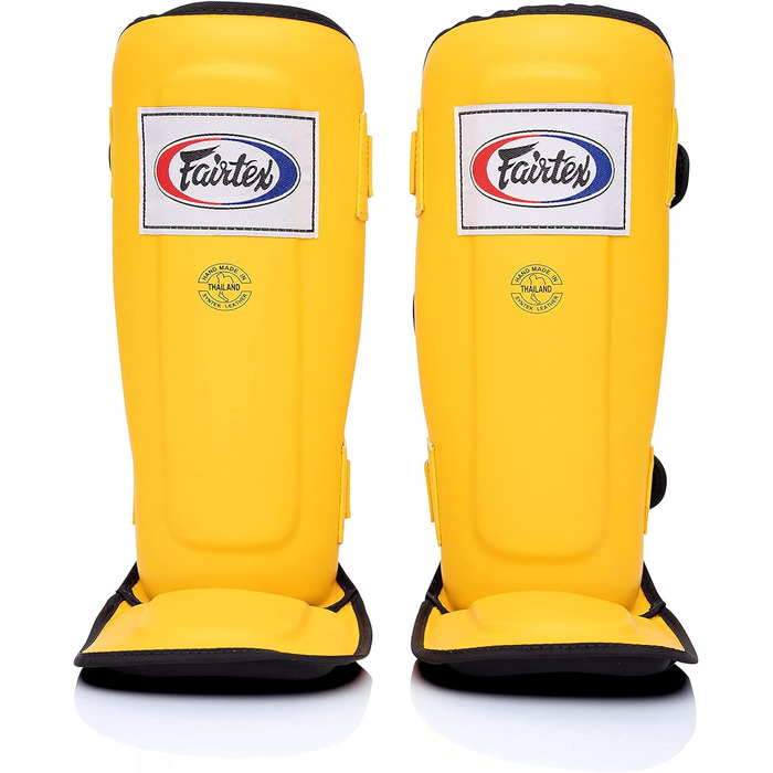 Щитки для гомілок Fairtex SP3 жовті, універсальні, для муай-тай, MMA, легкі та міцні, для чоловіків, жінок і дітей, розмір M