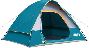 Намет кемпінговий 3-місний UNP Campingzelt водонепроникний синій (Ozeanblau) з захистом від дощу, вітростійкий, легкий у встановленні