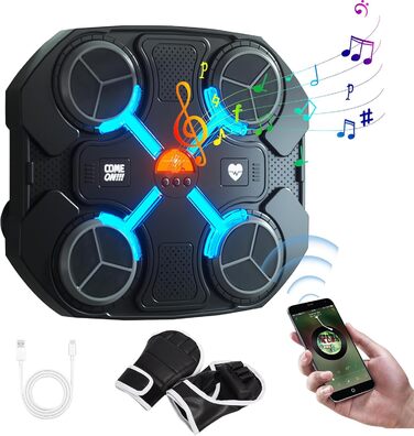 Музична боксерська машина Herbst Music One Punch, настінна, Bluetooth, LED, електронна, з музикою для дітей та дорослих