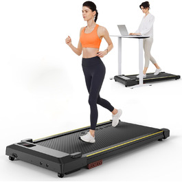 UREVO Smart Walking Pad - компактний тихий біговий столик з амортизацією, додаток для фітнесу, до 136 кг, для дому/офісу, чорний