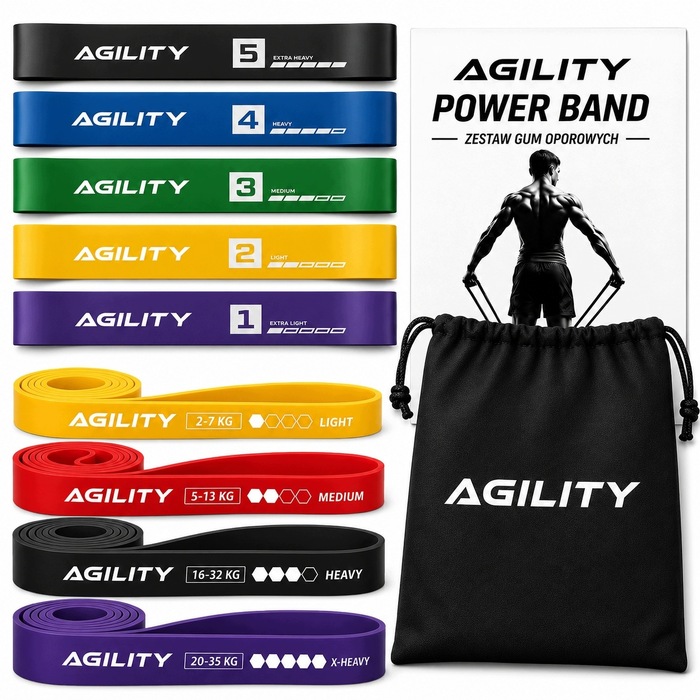 Набір фітнес-резисторів для силових тренувань та розтяжки Agility 9в1