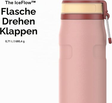 Термопляшка STANLEY 1913 IceFlow Bottle Twist Flip 0.47L, Peach Rose — вакуумна пляшка для напоїв