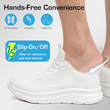 Кросівки Slip-On DimaiGlobal для чоловіків. Легкі, дихаючі спортивні кросівки для занять спортом, відпочинку та бігу. Білі, 44 EU.