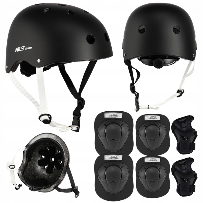 Дитячий велосипедний шолом з регулюванням та набір захисту для скейту, розмір S