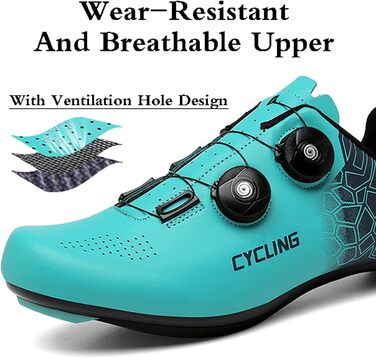 Велотуфлі чоловічі та жіночі, MTB та шосейні, дихаючі, з антиковзким покриттям, унісекс, синій, 45 EU