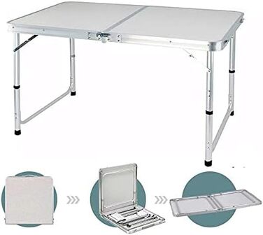 Складаний столик 60 см, портативний, для кемпінгу та пікніків, сад, на вулицю, регульована висота, алюмінієвий каркас, 60 x 45 x 25,9 см (Д x Ш x В)