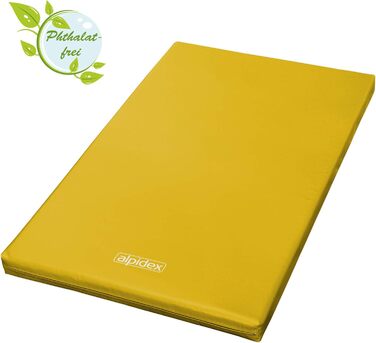 Гімнастичний мат ALPIDEX 200x120x8 см, жовтий, м'який, антиковзний