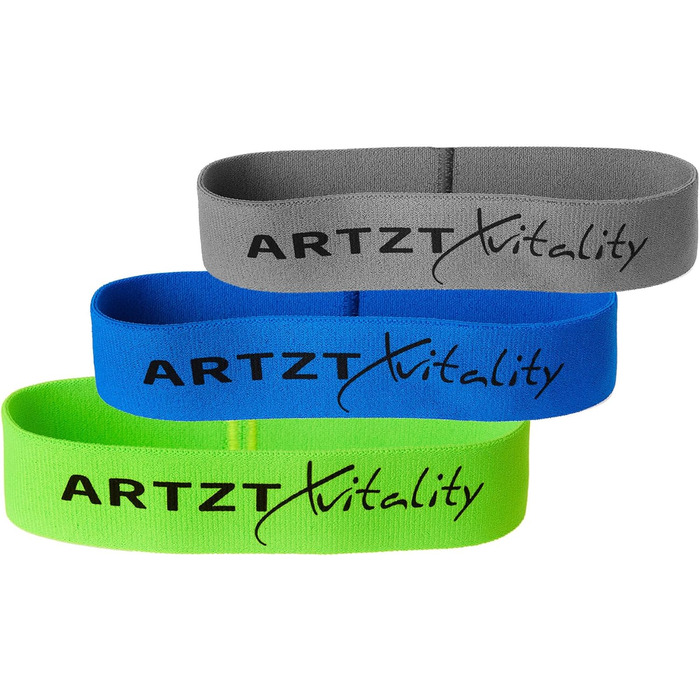 Тканинна фітнес-стрічка ARTZT vitality Theraband Loop Band, набір 3 шт, 30 см, для тренування рук, ніг, сідниць та пресу, 3 рівні опору, Німеччина