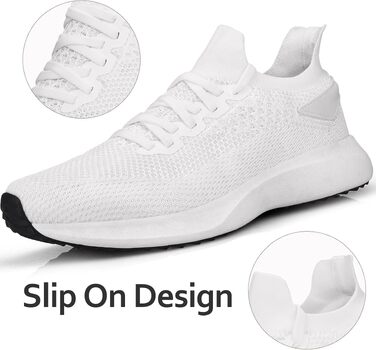 Чоловічі спортивні кросівки Giniros Slip-on: легке дихаюче взуття для бігу, тенісу та повсякденного носіння, білі, розмір 44 EU