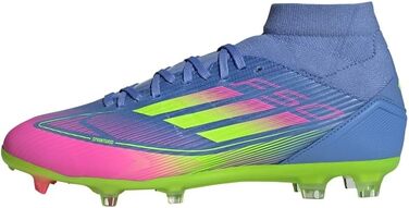 Жіночі футбольні бутси Adidas F50 League Mid Top для твердого/багатоповерххового покриття (39 1/3 EU, Blue Fusion Lucid Lemon Lucid Pink)