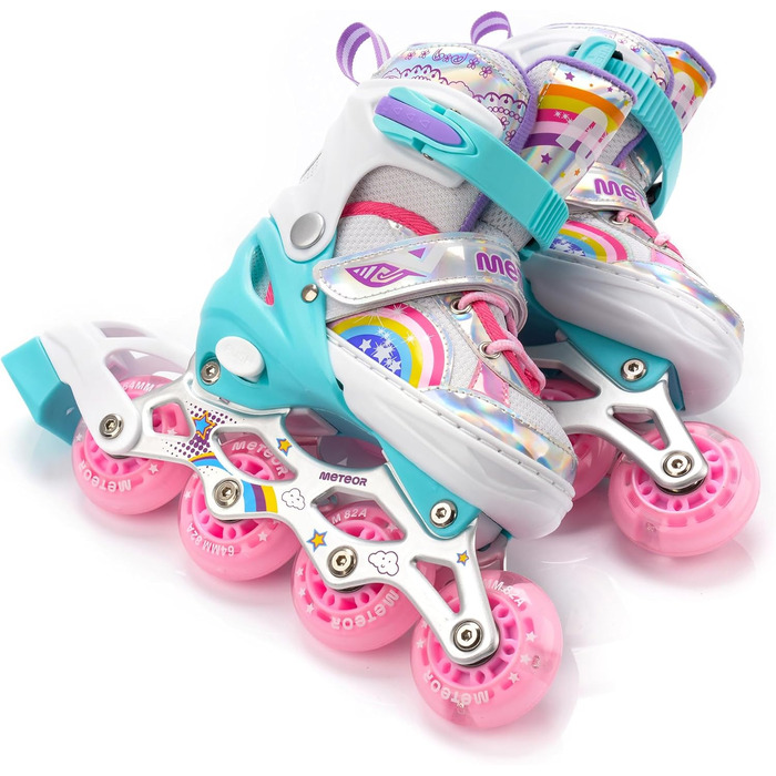 Дитячі ролики-інлайнери LED з регулюванням, кольорові, з підсвічуванням, для перших спроб катання, з батютком