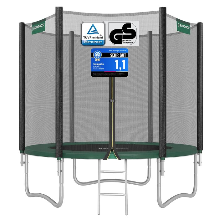 Трамплін SONGMICS Outdoor Ø 183-427 см: круглий батут для саду з захисним покриттям, сіткою, сходами та м'якими стійками