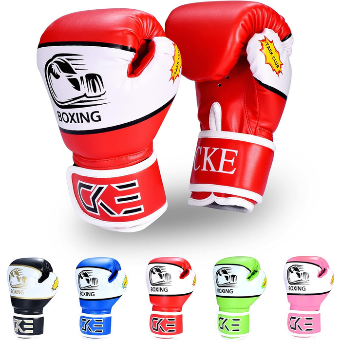 Боксерські рукавички для дітей CKE, 5-12 років, червоні, для тренувань, бокс, кікбоксинг, муай-тай