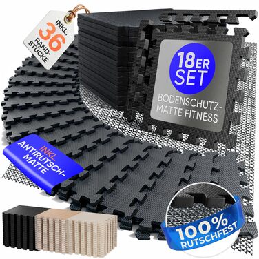 Фітнес-килимок Puzzle Anthracite 1.67 м² (18 матів) + Антиковзкий килимок в подарунок | Килимок для спорту, гімнастики, тренувань