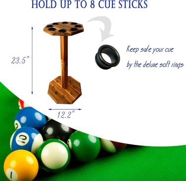 Стійка для більярдних київ на 8 київ, аксесуар для більярдного столу, дерев'яний підлоговий стійка, коричнева (FLOOR-8-MAHOGANY)