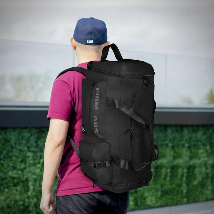Спортивна сумка Flintronic 65L для тренувань та подорожей з відділенням для взуття та мокрих речей, функцією рюкзака та тримачем для валізи, чорна