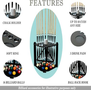 Стенд для кийків для більярдного столу Eck - 10 кийків, тримач крейди, з масивного дерева