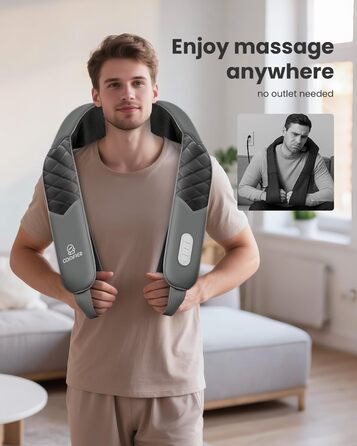 Масажер для шиї та плечей Comfier Shiatsu з підігрівом. Електричний масажний валик для глибокого розслаблення м'язів шиї, плечей та спини. Для дому та офісу.