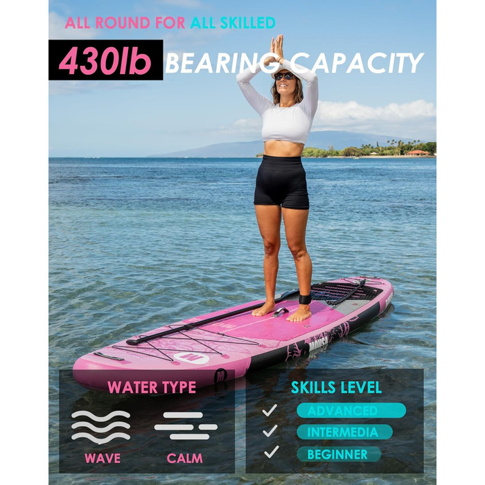 Надувний SUP-борд 10'8 x 35' для 3 осіб: стабільний, з рюкзаком та веслом