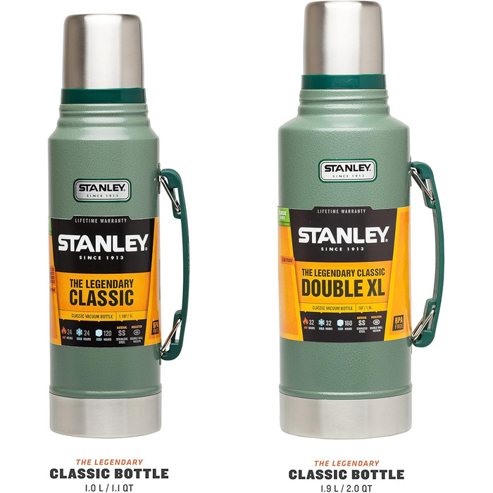 Термос Stanley Classic Legendary 1L Hammertone Green - Збереження тепла/холоду 24 години, з нержавіючої сталі, BPA Free, для подорожей