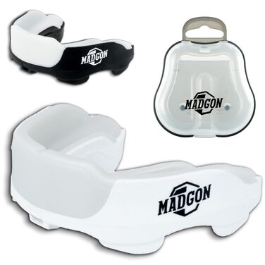 Капа для захисту зубів MADGON Premium для боксу, MMA, хокею - біла, з кейсом
