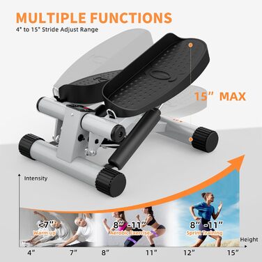 Міні степер Niceday для дому 2-в-1 з тросами - тихий тренажер до 100 кг для тренування ніг, рук та сідниць, регульований опір, компактний фітнес-тренажер