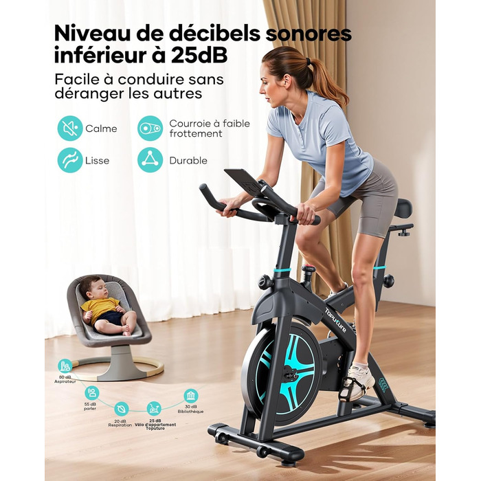 Електровелосипед для дому з монітором LCD, 15 кг маховик, до 160 кг, з тримачем для планшета (Синій/Чорний)