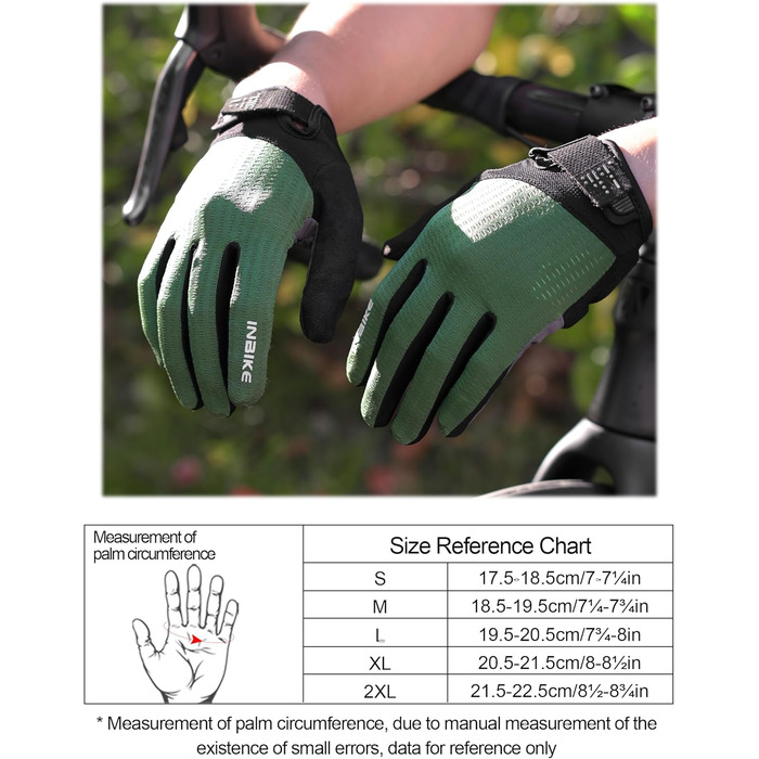 Велосипедні рукавички INBIKE для чоловіків, зелені, L - 2 пальці, сенсорний екран, зносостійкі, дихаючі