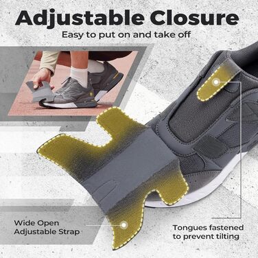 Кросівки для бігу та ходьби FitVille для чоловіків (широкі) - спортивні кросівки, снікерси з клямкою, зручні для широкої стопи, ортопедичні, неслизькі, сірі (43 EU)