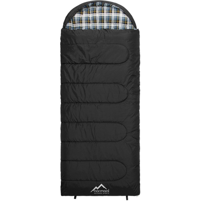 Сплячий мішок Normani Antarctica 4-в-1 для екстремальних умов, 220x90 см, Nylon Rip-Stop, Hollow Fiber 500+250 г/м², темно-чорний, лівий