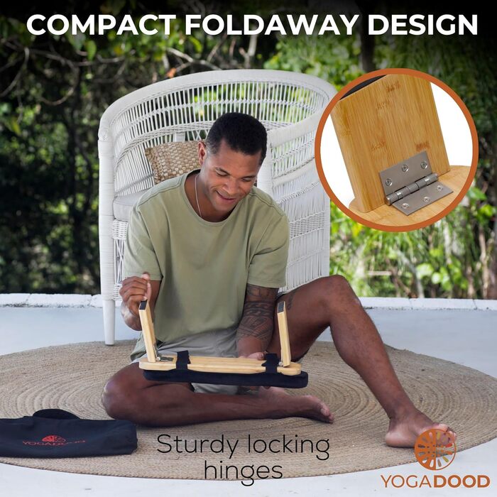 Складана банкетка для медитації з оксамитовим сидінням та сумкою - бамбуковий стілець для йоги Seiza, банкетка для молитви, медитаційний стілець для подорожей - зручний стілець для підтримки колін для практики усвідомленості, дзен-медитації, медитаційний 