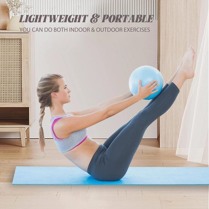 Набір для пілатесу: обруч 38 см, еластичні стрічки, м'яч, антиковзкі шкарпетки, матеріал PP + латекс, для формування тіла вдома, підходить для жінок, блакитний