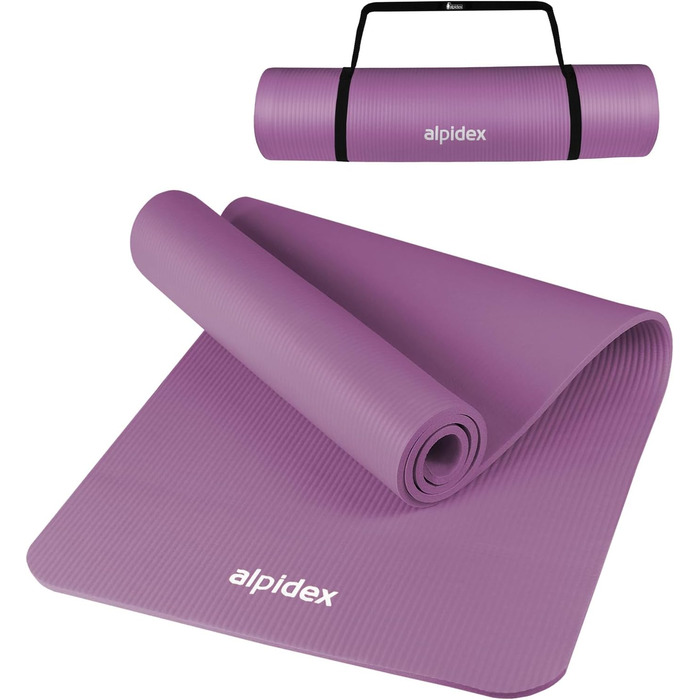 Йога мат ALPIDEX 183x60x0.8 см - нетоксична фітнес килимок з E-book, ремінком, протиковзким покриттям для гімнастики, йоги, пілатесу, фітнесу, HIIT, реабілітації (Рожевий)