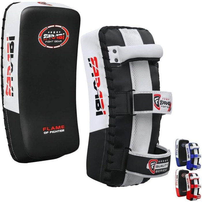 Набори для ударів Farabi Sports Curved Kick Pads (пара), чорні – для кікбоксингу, MMA, муай-тай, кікбоксингу та тренувань