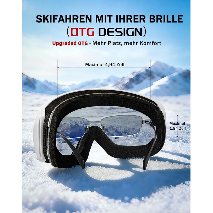 Окуляри гірськолижні Innerking OTG, проти запотівання, UV400, для корекції зору, подвійне скло, чоловічі/жіночі/підліткові, для катання на лижах та сноуборді A1 – Чорний/Срібний (VLT 11 %) (A3 – Білий/Фіолетовий (VLT 15 %))