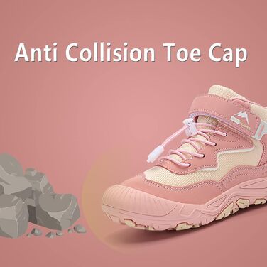 Дитячі трекінгові черевики FLIOZY - рожеві, легкі, дихаючі, з антиковзкою підошвою. Підходять для хлопчиків та дівчаток, розмір 27 EU.