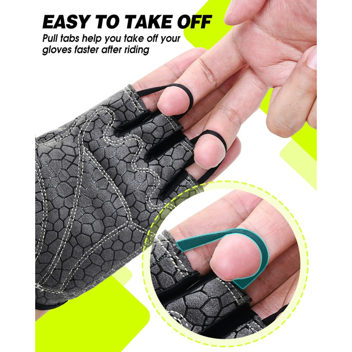 Рукавички для велосипеда Mountainbike, напівпальцеві для їзди на велосипеді, з амортизуючим вкладишем, чорні, L