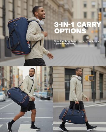 Спортивна сумка Tolaccea 47L з відділенням для взуття та мокрого одягу - рюкзак-дуffel для фітнесу, тренувань, басейну, подорожей (Темно-синій)